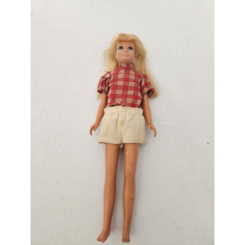 Vintage 1960s Skipper Doll Red Plaid Top‎ & Shorts Mod Era Collectible Toy
